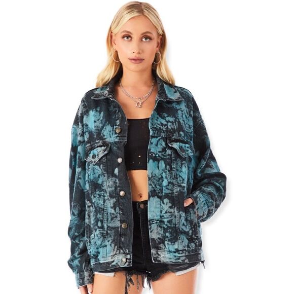 CARMAR Oversized Tie-Dye Denim Jacket |Size: Small| - Picture 1 of 10